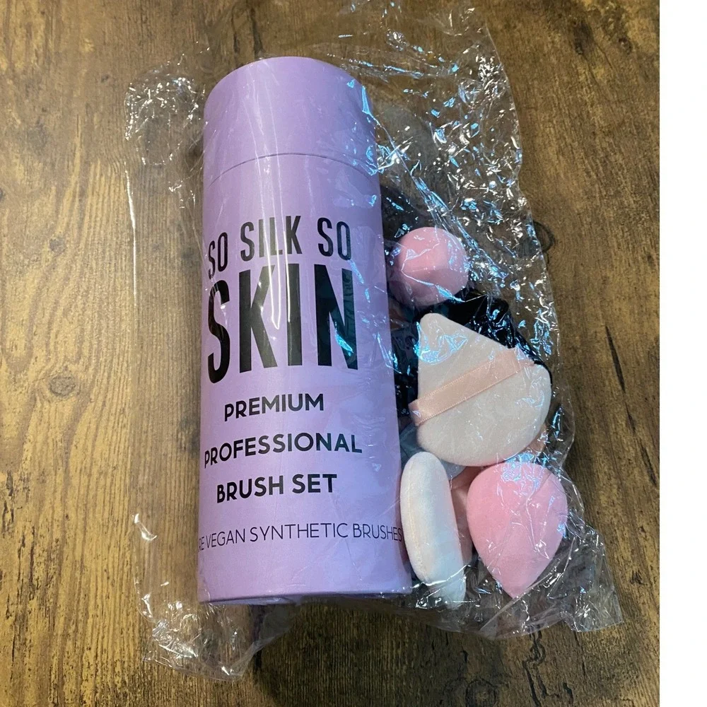 So Silk So Skin Premium Professional Brush Set Vegan Synthetic Lavender Case NEW